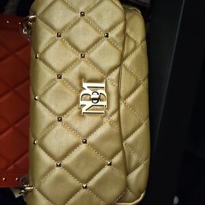 BADGLEY MISCHKA Gold Quilted Crossbody Women's Bag